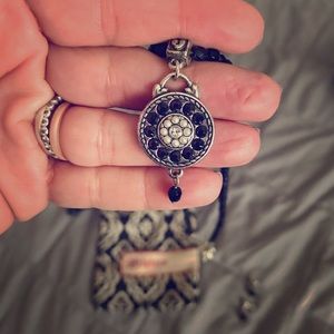 Brighton black beaded 16” necklace & earrings set